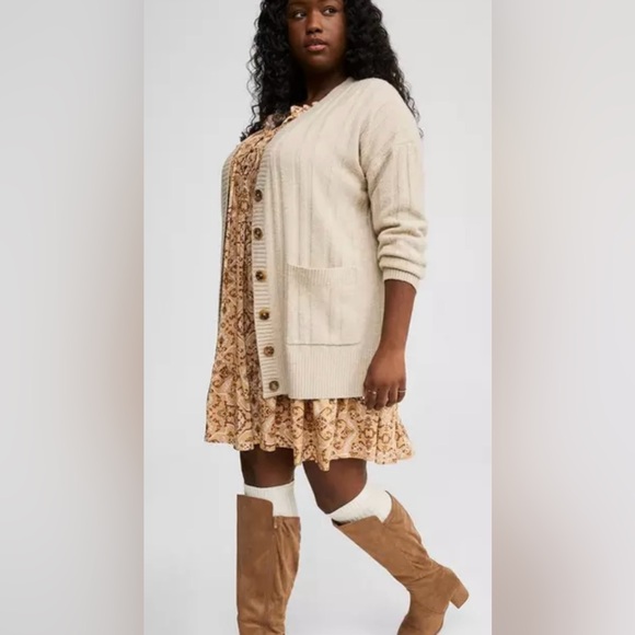 NWT Torrid vegan cashmere boyfriend cardigan v-neck sweater size 1X - Picture 2 of 7